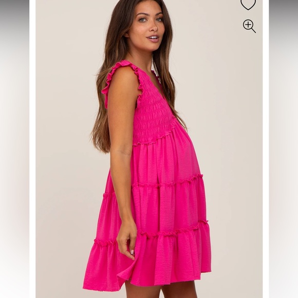 Fuchsia Sleeveless Smocked Tiered Maternity Dress EUC - Picture 4 of 9